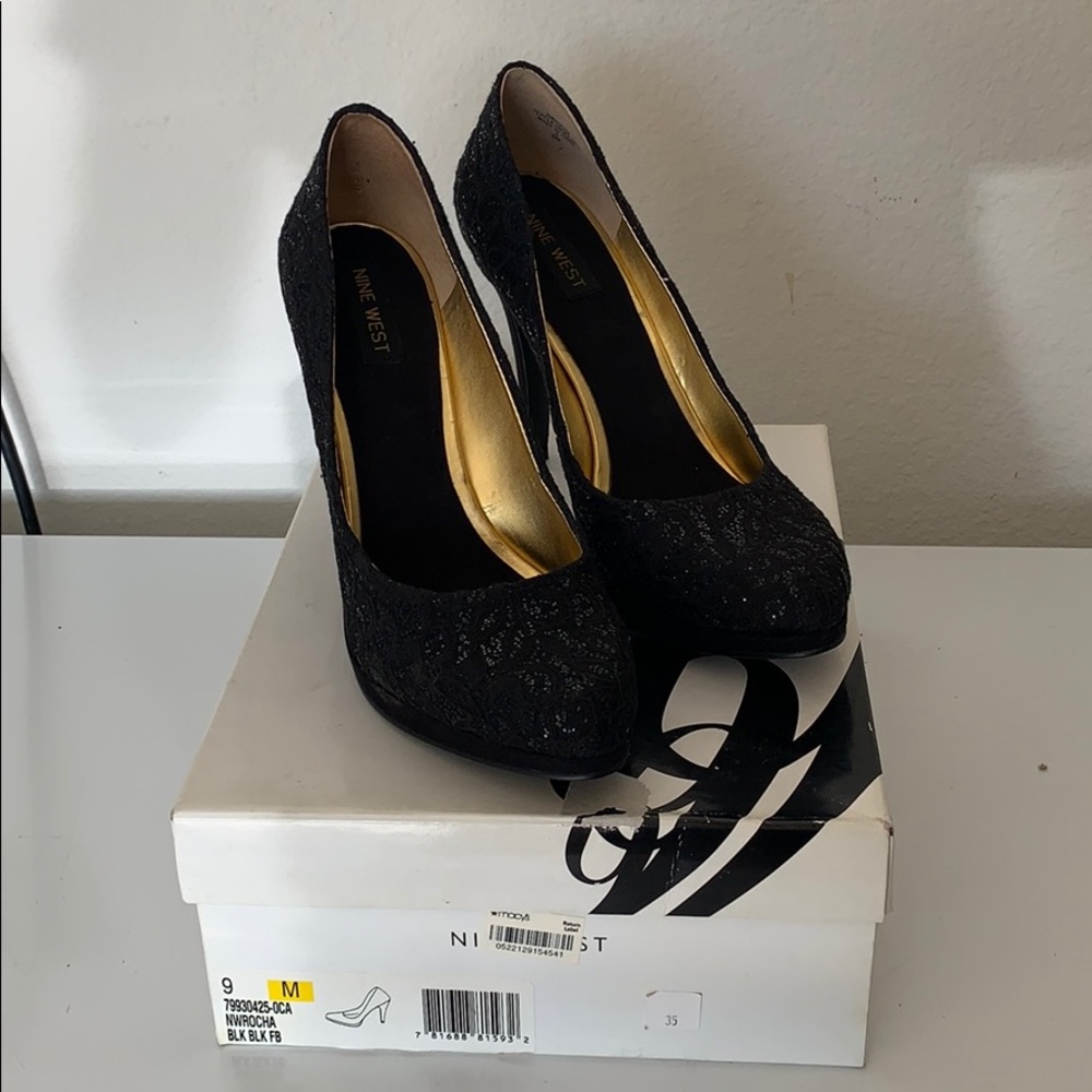 Nine West Black Lace Heels